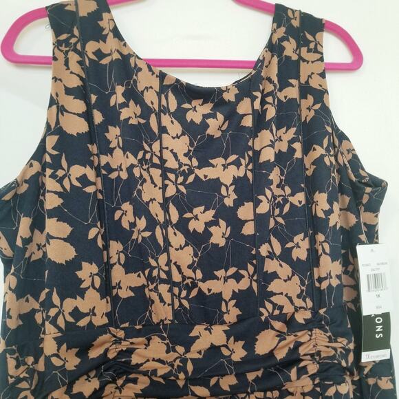 NWT -Perceptions Womens Career Casual Sleeveless Floral Midi Fit & Flare Size 1X - Picture 3 of 10